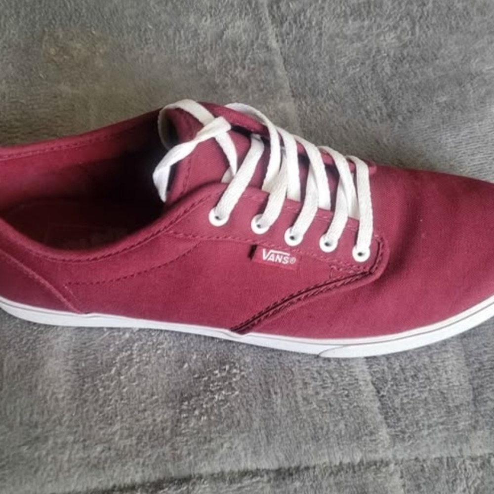 Vans Maroon Canvas Shoes with White Accents